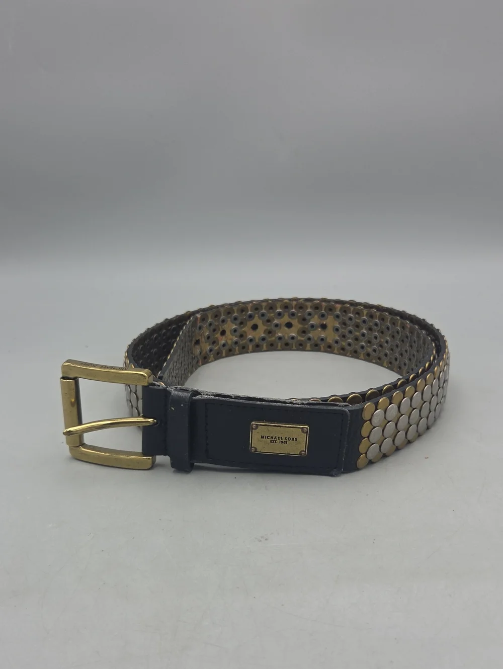 MK Belt MICHAEL KORS Heavily Studded Leather Belt Women Large
